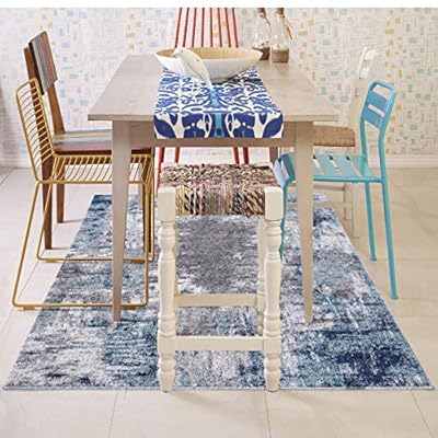 LUXE WEAVERS Rug 7680 Abstract Modern Area Rug, Stain Resistant, Machine-Made, Dark Blue, Light Blue / 5' x 7' 51jSpQb0uAL