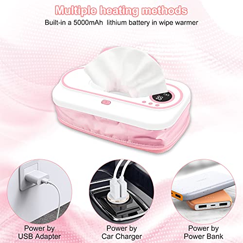 Portable Wipe Warmer, Baby Wipes Dispenser with 2 Modes of Temperature Heating Control , BPA