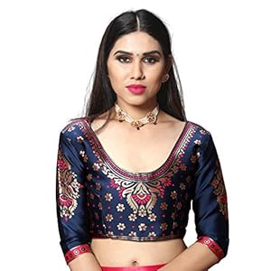 FABKIND Women’s Banarasi Silk Saree (FABKIND_BL4RED_Navy Blue)