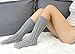 Women Slipper Crew Floor Non Skid Socks House Cable Knit Leg Warmers Knee High Length for Winter Gray Color