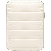 MoKo 13-14 Inch Puffy Laptop Sleeve, Laptop Carrying Bag Compatible with New MacBook Pro M3/M2 14" 2023, MacBook Air 13.6/13.3 M2 / M1 2022-2018, iPad Pro 12.9, Notebook Laptop Travel Bag, Milky White