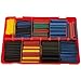Whatnot Widgets 600 pc 2:1 Heat Shrink Tubing Wrap Kit 27 Total Meters - 6 Sizes 5 Colors - Free Plastic Storage Case - Includes Black Green Yellow Blue Red Color Thin Wall Wire Connector Tube
