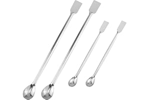 FINBe Lab Spatula Lab Sampling Spoon Lab Stir Spoon 2 in 1 Stainless Steel Mixing Double-Headed Reagent Sampling Spoon Scraper Tool 20cm 30cm 2pcs Each 4pcs