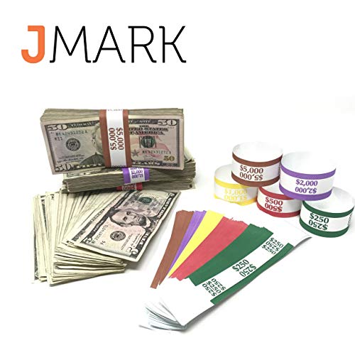 Money Bands Currency Sleeves Straps - Made in USA (Pack of 5000) Self-Adhesive Assorted Money Wrappers for Bills Color Coded Wraps Meets ABA Standards, 7.5 x 1.25 inches - Counter Recyclable Kraft Pap - Thumbnail 5