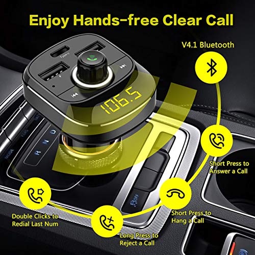 Bluetooth FM Transmitter for Car - Soyond Wireless FM Radio Transmitter Bluetooth Receiver Adapter Hands-Free Calling Car Kit with Dual USB Quick Charging Ports Support USB Drive, TF Card, MP3 Player - Thumbnail 7