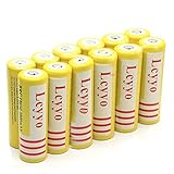 Lcyyo@ 12pcs 18650 3.7V Li-ion Rechargeable Batteries for Led Flashlight Torch Headlamp, Electric Device (Yellow)