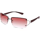 VANLINKER Stylish Rimless Frameless Rectangle Sunglasses for Women
