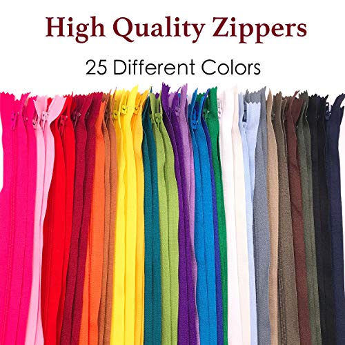 60pcs 20 inch Zippers-25Colors Nylon Coil Zipper Bulk #3 Zippers for Tailor Sewing Crafts