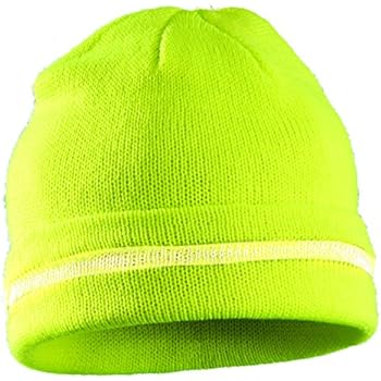 Occunomix LUX-KCR-Y Knitted Reflective Beanie, High-Vis Yellow, Reflective Stripe, One Size