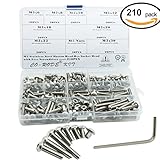 CO RODE M5 Stainless Steel Screws Button Head Hex Socket Head Cap Bolts Nuts Assortment Kit, 210-Pack