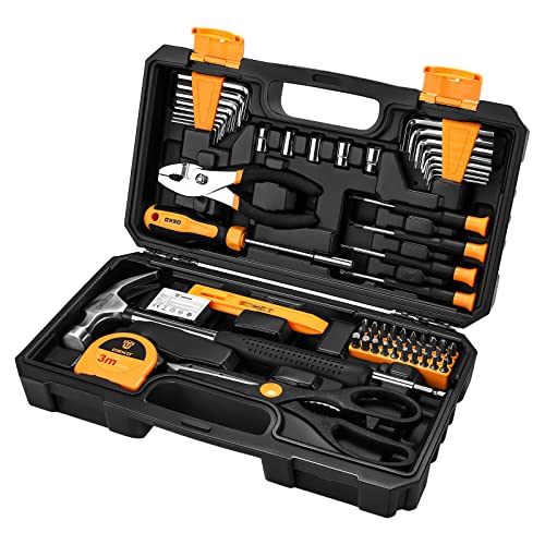 DEKO Tool Kit Set Box 62 Piece Home Repair DIY Tools Basic Hand Toolbox Sets for Home