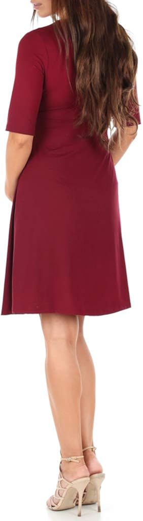 Mother Bee Maternity Women's Knee Length Wrap Dress with Belt for Baby Shower or Casual Wear at  Women’s Clothing store