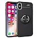 HONTECH Compatible iPhone Xs Max 6.5” 2018 Case, Ultra Thin Soft TPU 360 Rotating Magnetic Car Mount Kickstand Holder Cover, Black-Black