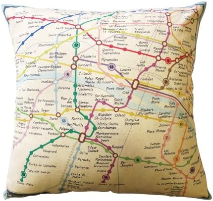 Amazon Co Jp クッションカバー 45 45 地図柄 パリのメトロ路線図 シンプル シック ホーム キッチン