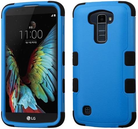 LG K10 Case, LG Premier LTE Case, BornTech Dual Layer Shockproof Tuff Protector Cover Case, Accessory For LG K 10, LG Premier LTE L62VL L61AL (Black/Blue)