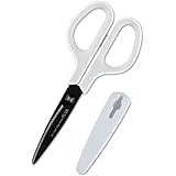 PLUS FITCUT CURB Easy grip [fluorine coating] SC-175SF White/Gray | Sharp cutting and optimal comfort scissors - [Japan Impor