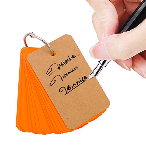 Koogel 300 Pieces 2.2 x 3.5 Inches Multicolor Kraft Paper Binder Ring Easy Flip Flash Card Study Cards/Memo Scratch Pads/Bookmark/DIY Greeting Card/Index Card Stock/Note Card(50 Sheets per Set)