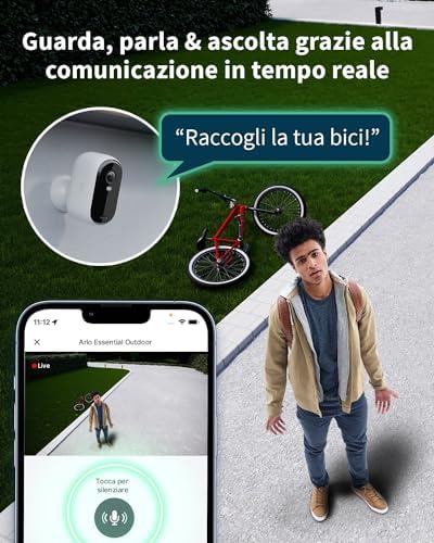 Essential HD XL Telecamera WiFi Esterno Senza Fili, Telecamera WiFi Interno, Batteria Da 24 Mesi*, Sirena Allarme Casa, Sensore Di Movimento, Prova Arlo Secure Inclusa, 2 Telecamere, Bianche