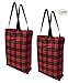 Earthwise Plaid Everyday Reusable Fashion Shopping Bag Tote Large for Grocery Gift Vacation 17 inches x 17 inches x 6 inches Proudly Made in the USA (Set of 2) (Plaid)