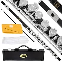120-BK - BLACK/NICKEL Keys Closed C Flute Lazarro+Pro Case,Care Kit - 10 COLORS Available ! CLICK on LISTING to SEE All Colors
