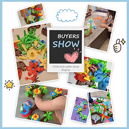 FENGYUAN Flower Building Toy Set for Girls, Arts and Crafts Kit for Toddlers, STEM Activities and Gardening Pretend Playset, 148 pcs