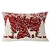 Happy Winter Snowflake Let It Snow Wild Animal Elk Merry Christmas Cotton Linen Lumbar Throw Waist Pillow Case Decorative Cushion Cover Pillowcase Sofa Couch 12