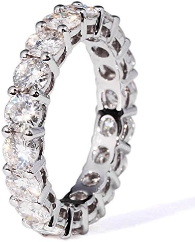 TransGems 4.5 Carat (CTW) F Color Lab Moissanite Eternity Wedding Band Solid 14K White Gold for Women