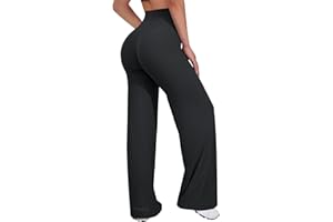 VOYJOY Straight Leggings Bottoms Wide Leg Pants for Women 29"/ 31.5"/33"/35" High Waist Stretch Casual Sweatpants