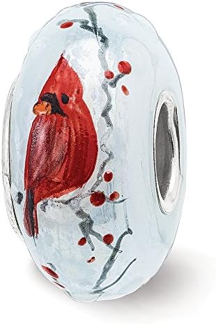 Fenton Sterling Silver Hand Painted Heavenly Messenger Glass Charm