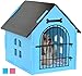 ROYAL CRAFT WOOD Dog House Crate Indoor Kennel for Small Dogs, Pet Home with Door and Bed Mat (BLUE)