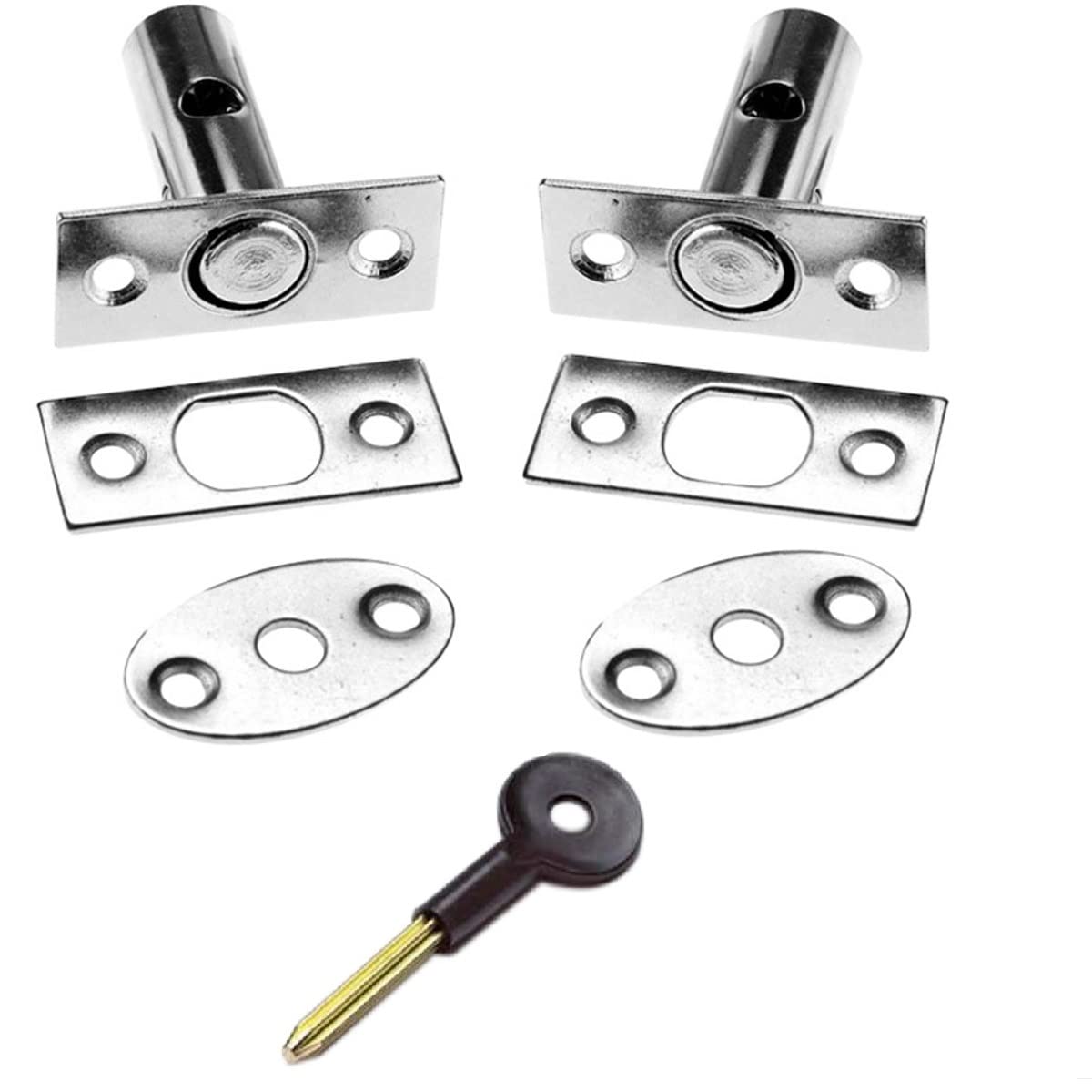 Merriway BH05560 (2 Pcs) Window Security Rack Bolt and Key Chrome Plated 32mm - Pack of 2 Pieces