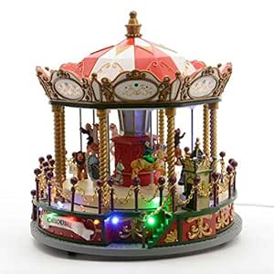 Carrusel de Navidad giratorio con música y luces: Amazon.es: Hogar