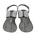 iFANS Women Shiny Rhinestone Bow Dress Flat Gladiator Sandals Thongs Sandals