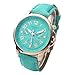 Top Plaza Fashion Women's Analog Watch, PU Leather Band Rose Gold Tone - Turquoise