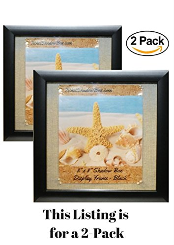 image for TicketShadowBox 8x8” Black Display Shadow Box Frame (2-pack) with Li