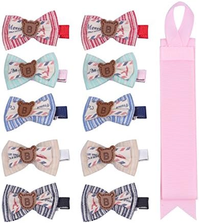 KOONY Little Girl Baby Hair Clips Barrettes with pink Hair Bow Holder (K)