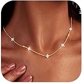 Luxval Diamond Pendant Gold Necklace for Women，Dainty 18k Gold Plated Choker Necklaces Simple Gold Jewelry Gifts for Women Girls