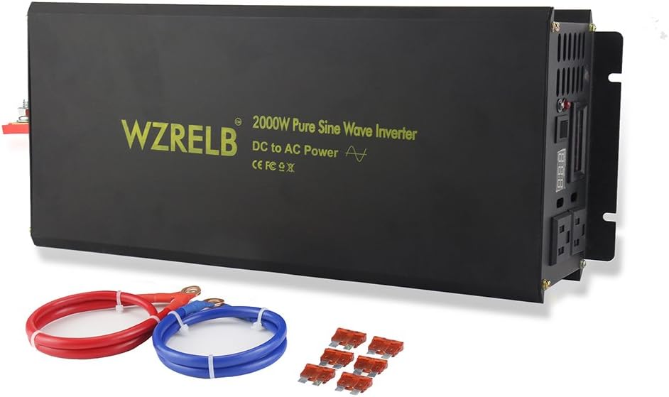 WZRELB 2000W Pure Sine Wave Solar Power Inverter Generator 24V DC to 120V AC Converter Car Inverter