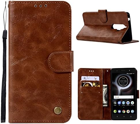 LUSHENG Case for Lenovo K8 Note,Dual-layer Protection Premium PU Leather Skin Flip Case Wallet Cover Retro Folio Bookstyle Design Shell with Folding Kickstand Feature - Brown