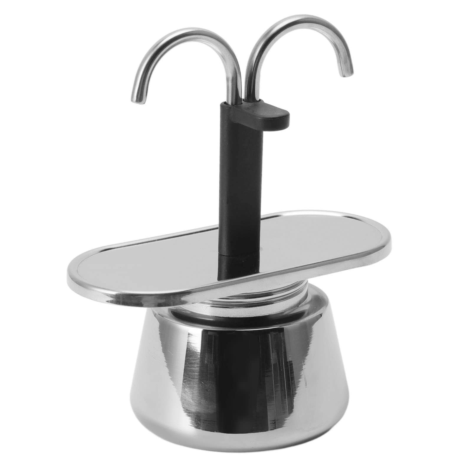 Fockety Moka Pot, 100ml Stainless Steel Mini 2 Cup Moka Pot Stovetop Coffee Maker, Classic Italian Style Double Tube Espresso Maker for Making Coffee Quickly and Easily Gift for Family Friends