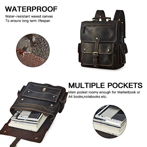 BRASS TACKS Leathercraft Crazy Horse Genuine Leather Rucksack Backpack