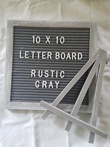 Letter Board Rustic Gray Whitewashed | Gray Felt Message Board 10 x 10 | Letterboard includes 360 Letters, Numbers &amp; Symbols with Stand - Felt Message Board for Photos, Announcements, Milestones