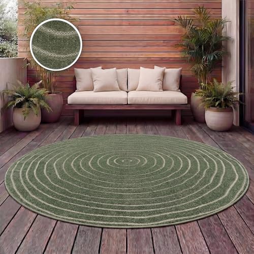 Paco Home Teppich Outdoor Wetterfest, Moderne abstrakte Boho Designs mit 3D Struktur, Pflegeleicht, ideal für Terrasse Wohnzimmer & Küche, Grösse:200 