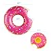 Ovinm 47 Inch Strawberry Donut Inflatable Pool Float - Including 2 Pieces Donut Inflatable Drink Floats and 1 Piece Air Pump Inflator (Strawberry Donut)