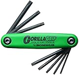 Bondhus 12638 GorillaGrip Set of 8 Tamper Resistant Star Fold-up Keys, sizes TR9-TR40