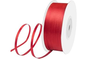 Isaspire 1/8" Width x 100 Yards Satin Ribbon, Thin Red Ribbon Perfect for DIY Craft, Bows, Gift Wrapping, Flower Bouquet, Valentine's Day, Christmas and Party Decoration