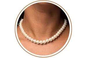 Pearl Strand Necklace for Women 5mm/8mm/10mm Trendy Pearl Strand Choker Beaded Adjustable Necklace Wedding Prom Bridal Jewelr