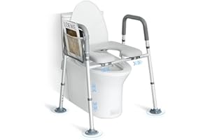 SOUHEILO Raised Toilet Seat with Handles FSA Eligible, Upgraded Larger Suction Leg Toilet Riser with Handles, Adjustable Elevated Toilet Seat, Tool Free Toilet Seat Risers for Seniors/Handicap/Elderly/Disabled