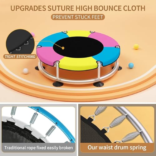 AM ANNA Mini Kids Trampoline for Toddlers with Handle, Indoor Mini Trampoline for Kids, Small Rebounder Trampoline, Indoor/Garden Toddlers Trampoline for Toddlers