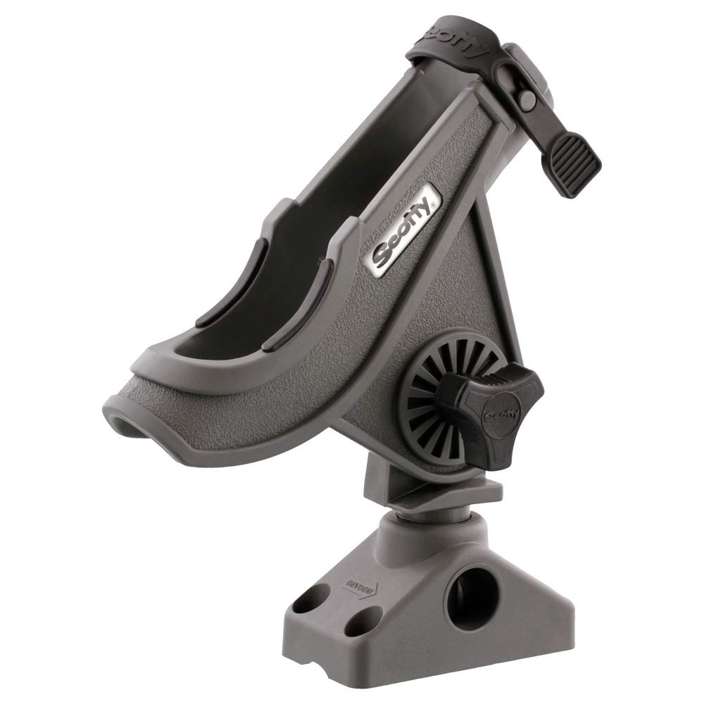Scotty #280-GR Baitcaster/Spinning Rod Holder w/ #241 Side/Deck Mount (Grey)